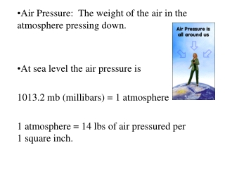 Air Pressure:  The weight of the air in the atmosphere pressing down.