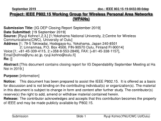 Project: IEEE P802.15 Working Group for Wireless Personal Area Networks (WPANs)