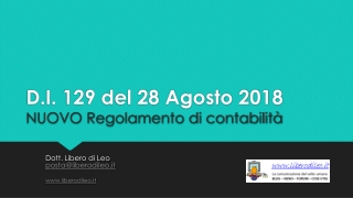 D.I. 129 del 28 Agosto 2018 NUOVO Regolamento di contabilità