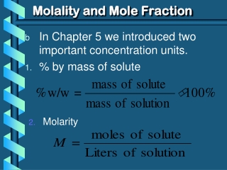 Molality and Mole Fraction