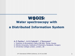 W@DIS :  Water spectroscopy with  a Distributed Information System