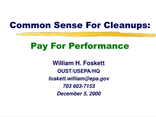 Common Sense For Cleanups:  Pay For Performance