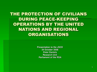 Presentation to the JSCD  24 October 2008 Peter Daniels Research Unit Parliament of the RSA