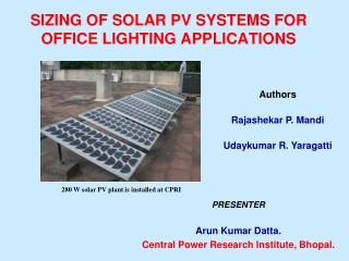 SIZING OF SOLAR PV SYSTEMS FOR OFFICE LIGHTING APPLICATIONS