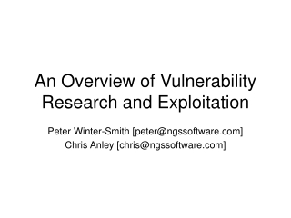 An Overview of Vulnerability Research and Exploitation