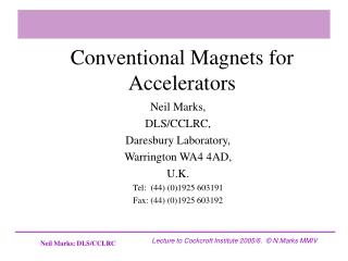 Conventional Magnets for Accelerators