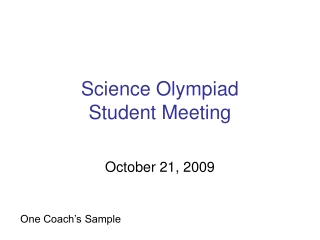 Science Olympiad  Student Meeting