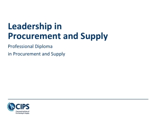 Leadership in Procurement and Supply