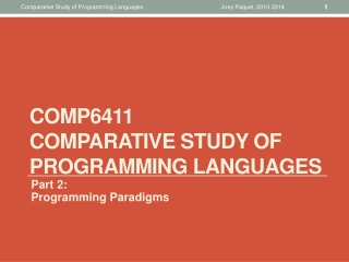 COMP6411 Comparative Study of  Programming Languages