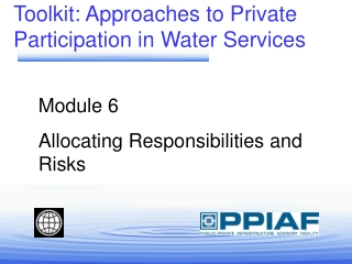 Toolkit: Approaches to Private Participation in Water Services