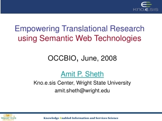 Empowering Translational Research  using Semantic Web Technologies