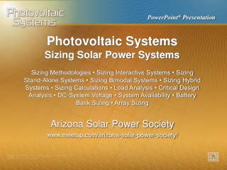 Photovoltaic Systems