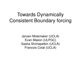 Towards Dynamically Consistent Boundary forcing