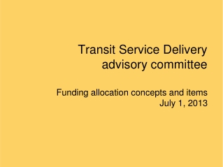 Transit Service Delivery advisory committee