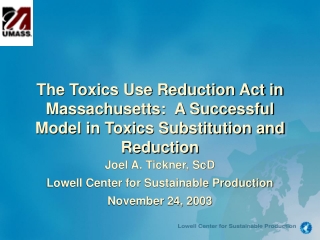 Joel A. Tickner, ScD Lowell Center for Sustainable Production November 24, 2003