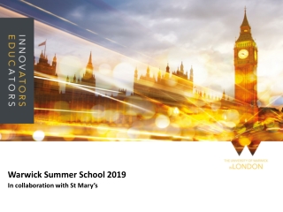 Warwick  Summer School 2019