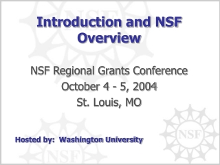 Introduction and NSF Overview