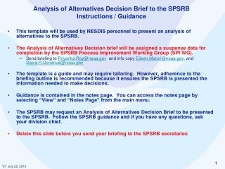 Analysis of Alternatives Decision Brief to the SPSRB  Instructions / Guidance