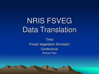 NRIS FSVEG  Data Translation