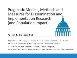 Russell E. Glasgow, PhD Department of Family Medicine, Univ. Colorado School of Medicine