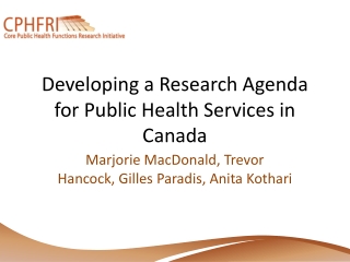 Developing a Research Agenda for Public Health Services in Canada