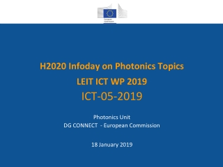 H2020  Infoday  on Photonics Topics LEIT ICT WP 2019 ICT-05-2019