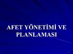 AFET Y NETIMI VE PLANLAMASI