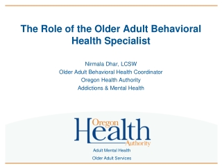 The Role of the Older Adult Behavioral Health Specialist