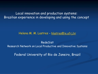 Local innovation and production systems:  Brazilian experience in developing and using the concept