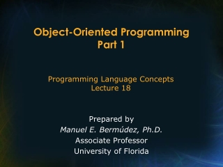 Object-Oriented Programming Part 1