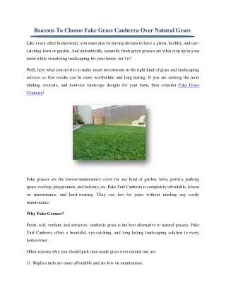 Reasons To Choose Fake Grass Canberra Over Natural Grass