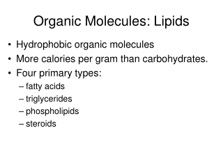 Organic Molecules: Lipids