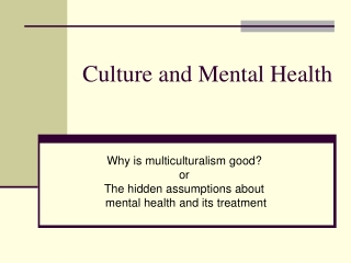 Culture and Mental Health