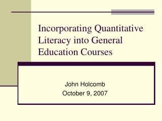 Incorporating Quantitative Literacy into General Education Courses