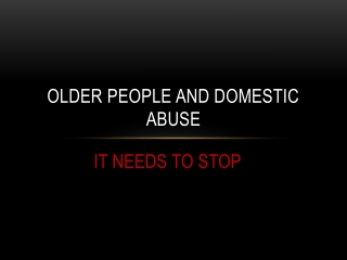 Older People and Domestic Abuse