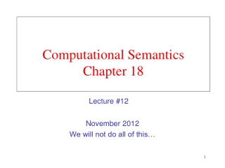 Computational Semantics Chapter 18