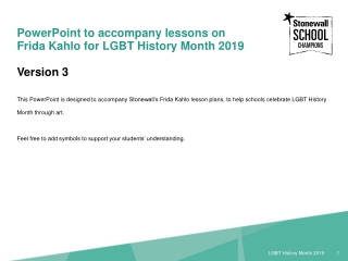 PowerPoint to accompany lessons on Frida Kahlo for LGBT History  Month 2019 Version 3