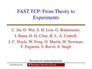 FAST TCP: From Theory to Experiments