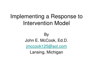 Implementing a Response to Intervention Model