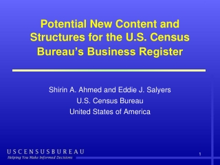 Potential New Content and Structures for the U.S. Census Bureau’s Business Register