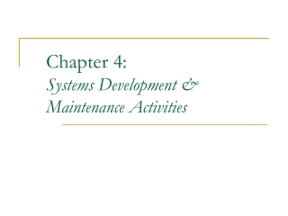 Chapter 4: Systems Development &amp;  Maintenance Activities