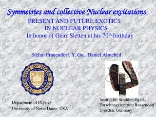 Symmetries and collective Nuclear excitations               PRESENT AND FUTURE EXOTICS