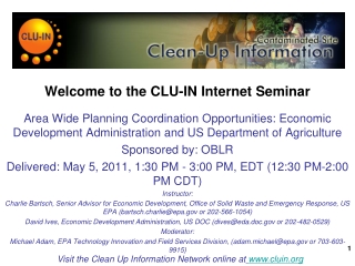 Welcome to the CLU-IN Internet Seminar