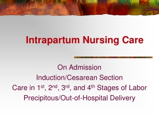 Intrapartum Nursing Care