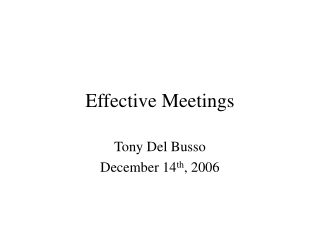 Effective Meetings