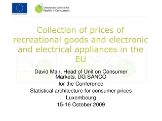 Collection of prices of recreational goods and electronic and electrical appliances in the EU