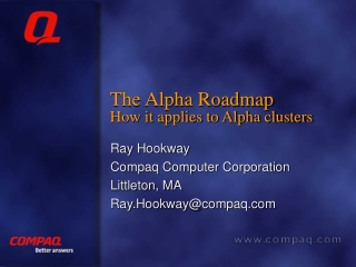 The Alpha Roadmap How it applies to Alpha clusters