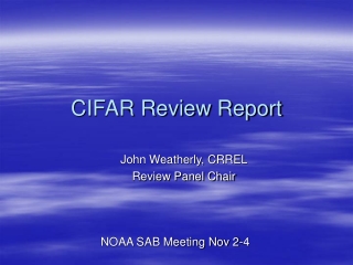 CIFAR Review Report