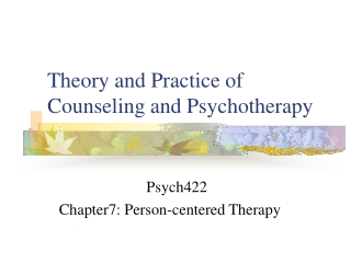 Theory and Practice of Counseling and Psychotherapy