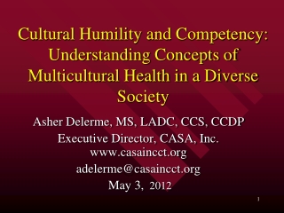 Asher Delerme, MS, LADC, CCS, CCDP Executive Director, CASA, Inc. casaincct